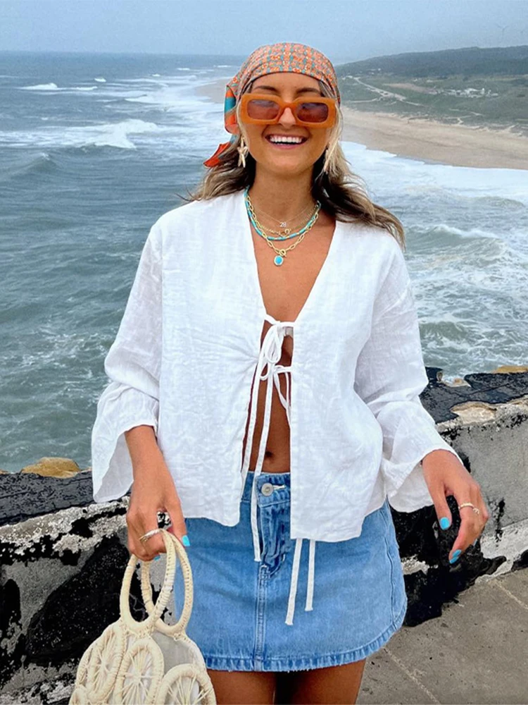 Laubeblanc Double tie Blouse 黒 Double tie Blouse – L'AUBE BLANC