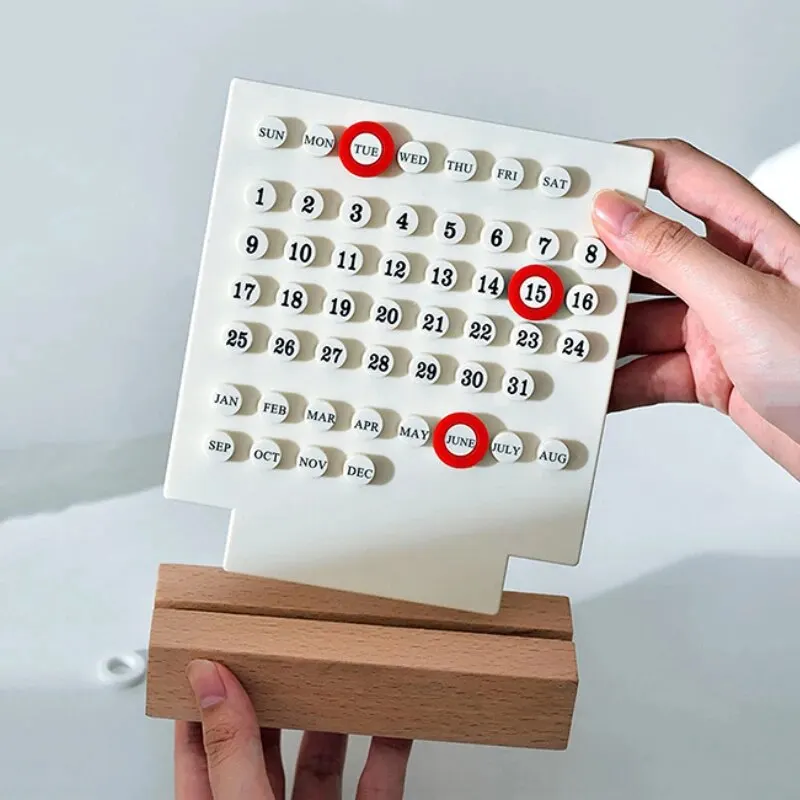 Wooden Calendar Ornament Acrylic Wooden Base Handmade DIY Office Desktop Home Decor