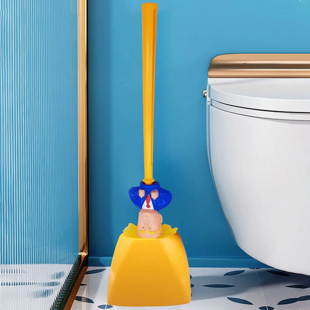 Donald Trump Toilet Brush WC Cleaning Brushes Yellow Trump Head Lavatory Brush Set Household Cleaning Tools Bathroom Accessories