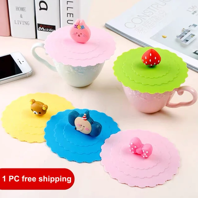 Silicone Cup Lid Spoon Rest Household Sealed Leak-Proof Tea Coffee Mug Cup  Cover Cute Drinking Accessories with Spoon Holder - AliExpress