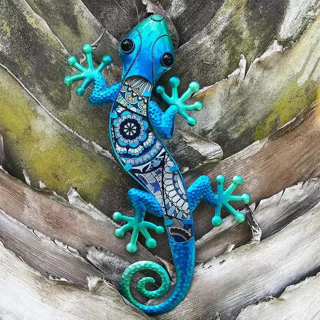 Metal Lizard Gecko Wall Art Otthoni Kerti Dekoráció Kültéri Szobrokhoz Szobrok És Figurák Miniatűr Díszek Hátsó Udvar - Image 4