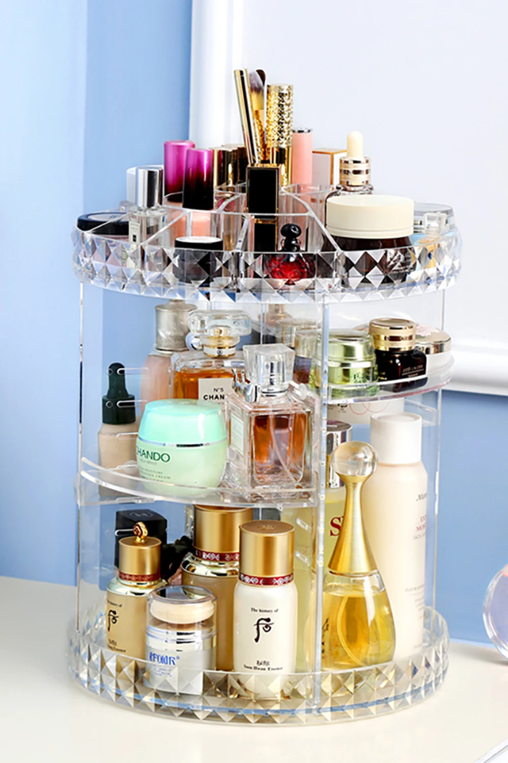 【Sheonly】Transparent Acrylic Rotating Multifunctional Makeup Organizer: uk Stock, 4 Days Free Delivery, & No Order Amount limit