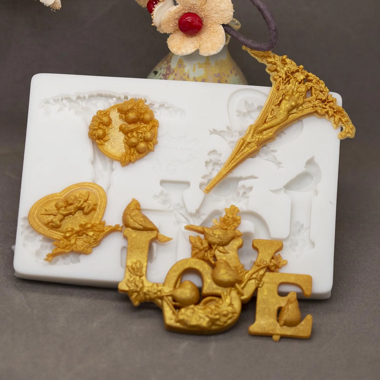 

Lovebird Silicone Mold Fondant Cake Decorating Tools DIY Cupcake Topper Chocolate Gumpaste Molds Sugarcraft Candy Moulds