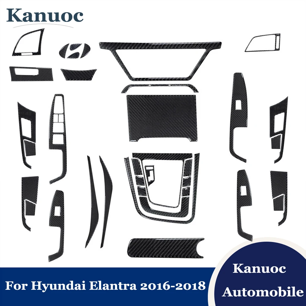 

For Hyundai Elantra 2016 2017 2018 Carbon Fiber Stickers Kit Car Interior Accessories Various Parts Decoration Cover Trim
