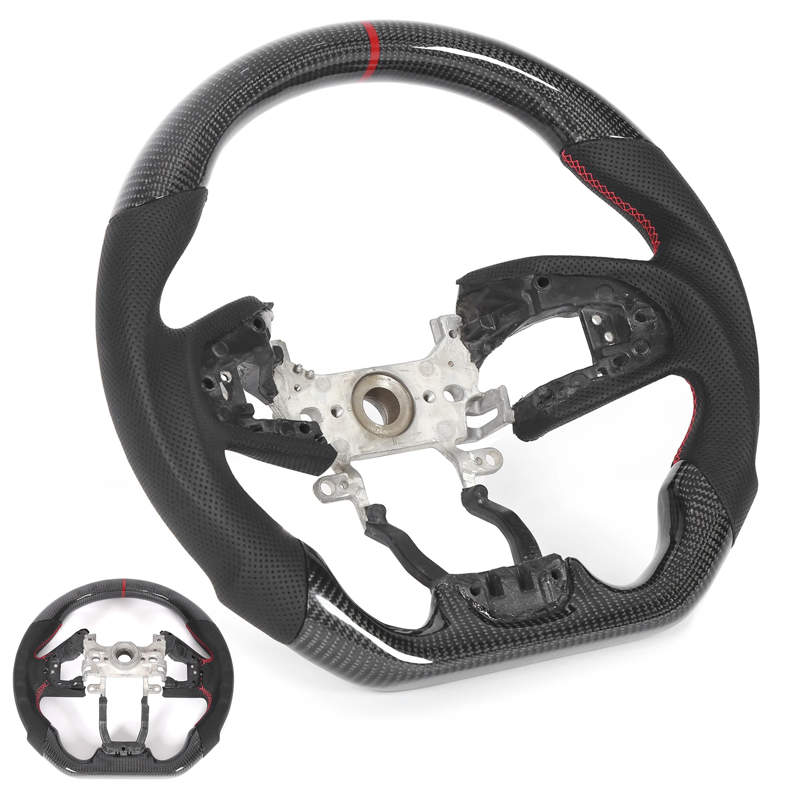 혼다 시빅 FC 2016-2021 교체용 탄소 섬유 스티어링 휠, 나파 천공 가죽