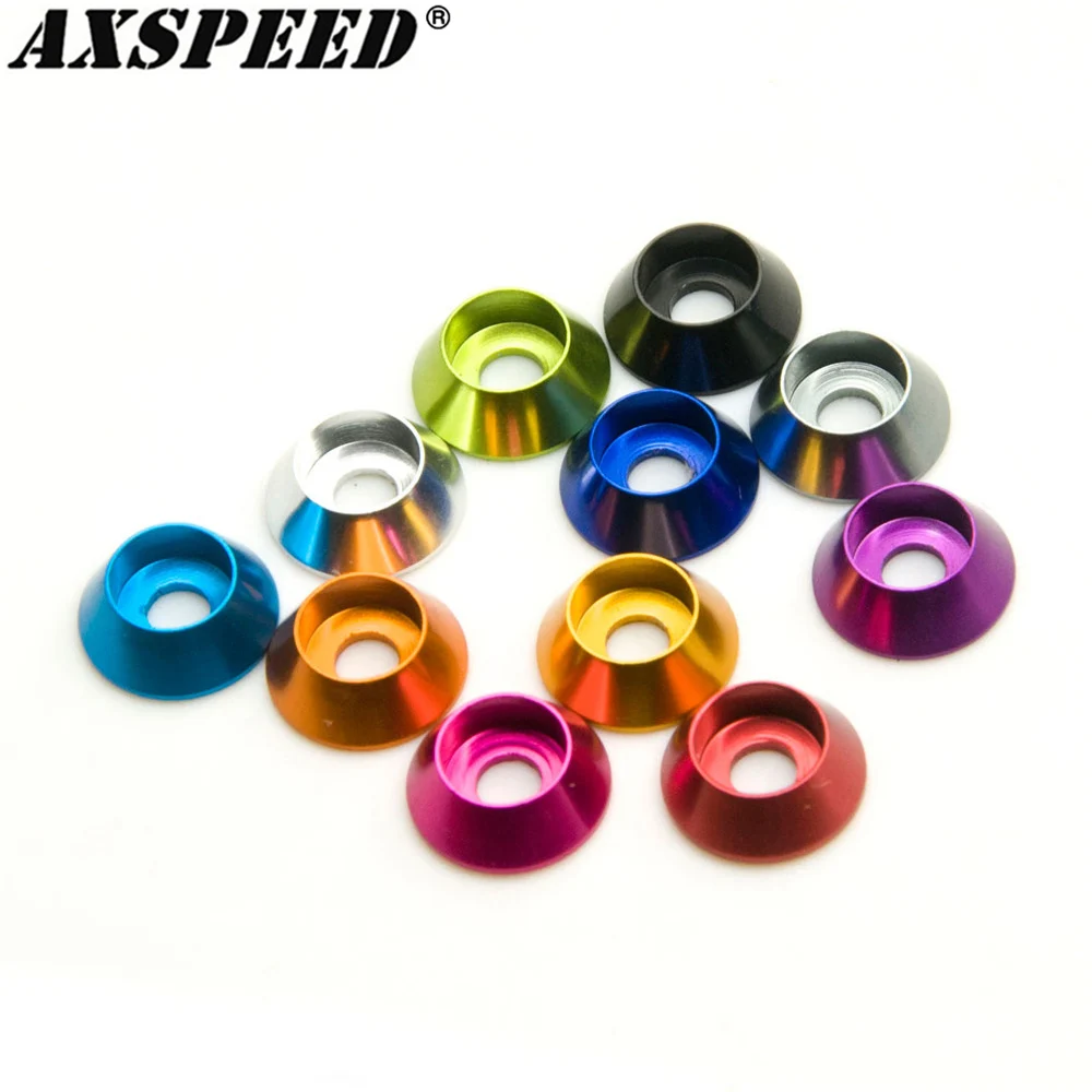 AXSPEED 10 Stück Aluminium M3 Senkkopf Unterlegscheibe Dichtung Kappenschraube für RC Modell Upgrade Zubehör