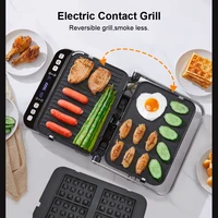 La grille de contact numérique BioloMix 2000 W comprend une conception ouverte à 180 degrés, plaques de gaufrier en option pour barbecue Panini et plus encore 3