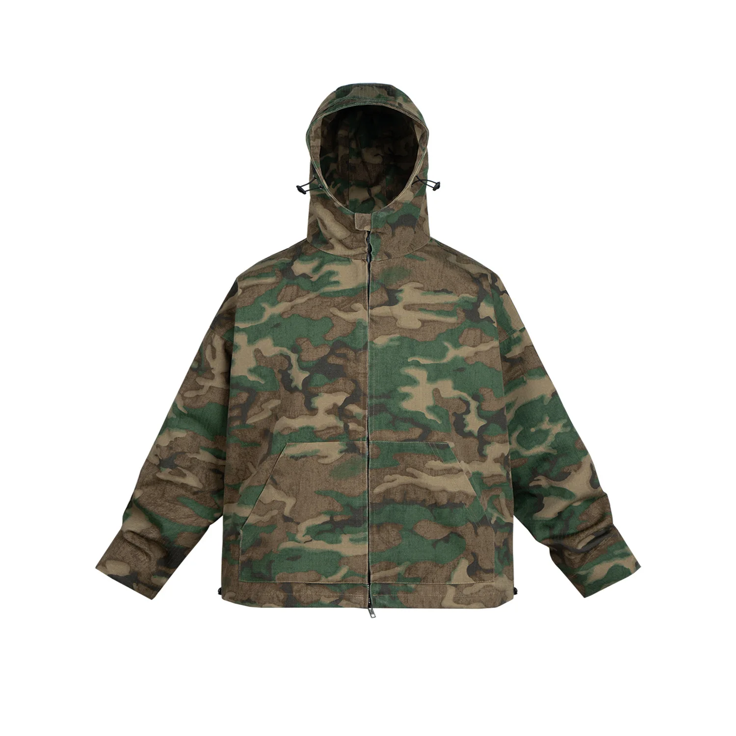 Men's and Women's Camouflage Trench Coat with Hood, Zipper and Wide Silhouette, Perfect for Winter