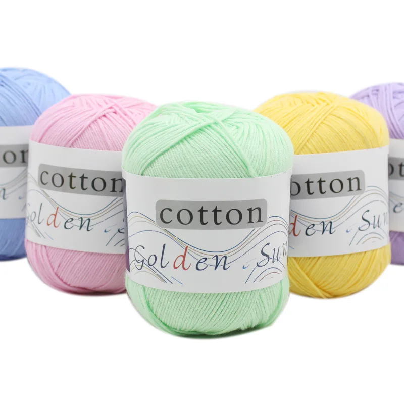 1Pcs 50g Natural 100% Cotton Soft Baby Knitting Yarn Anti-Pilling for Hand Knitting Crochet Yarn 2