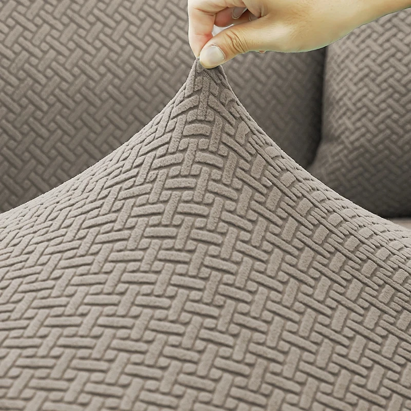 Jacquard Fabric Sofa Cover Elastic Plain Sofa Covers Thickened Anti-slip Protector For Living Room 1/2/3/4/5 Seaters Cover