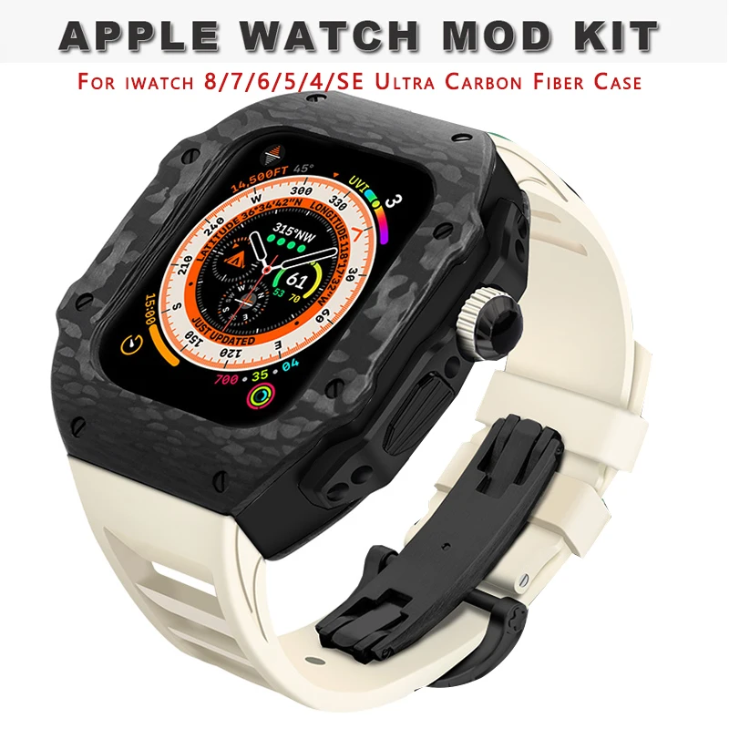 

Carbon Fiber Modification Kit for Apple Watch Ultra 49mm Luxury case Refit Mod Kit Fluorine Band IWatch 8 7 6 5 4 SE 45mm 44mm