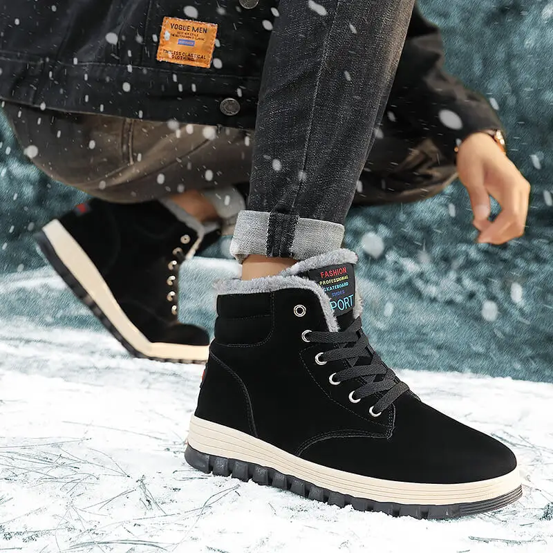 남성용 발목 부츠 레이스업 캐주얼 스노우 부츠, 따뜻한 겨울 신발, 하이킹 부츠, 야외 등산 트레킹 신발