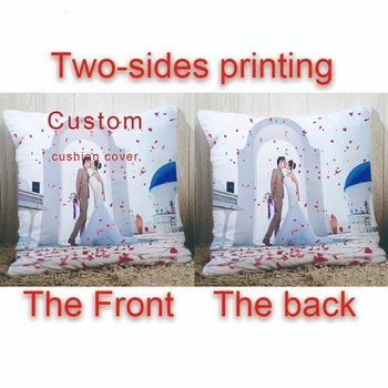 Two-sides printing Custom cushion cover with your wedding pictures Text Logo or Image 18" Personalized pillow case for sofa bed