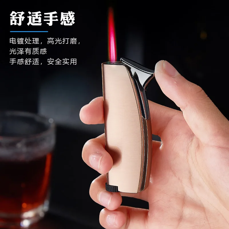 

Outdoor Windproof Cigarette Lighter, Direct Charge, Gas Red Flame, Men's Gift, Cigarette Accessories, Creative Arc, New, 2023