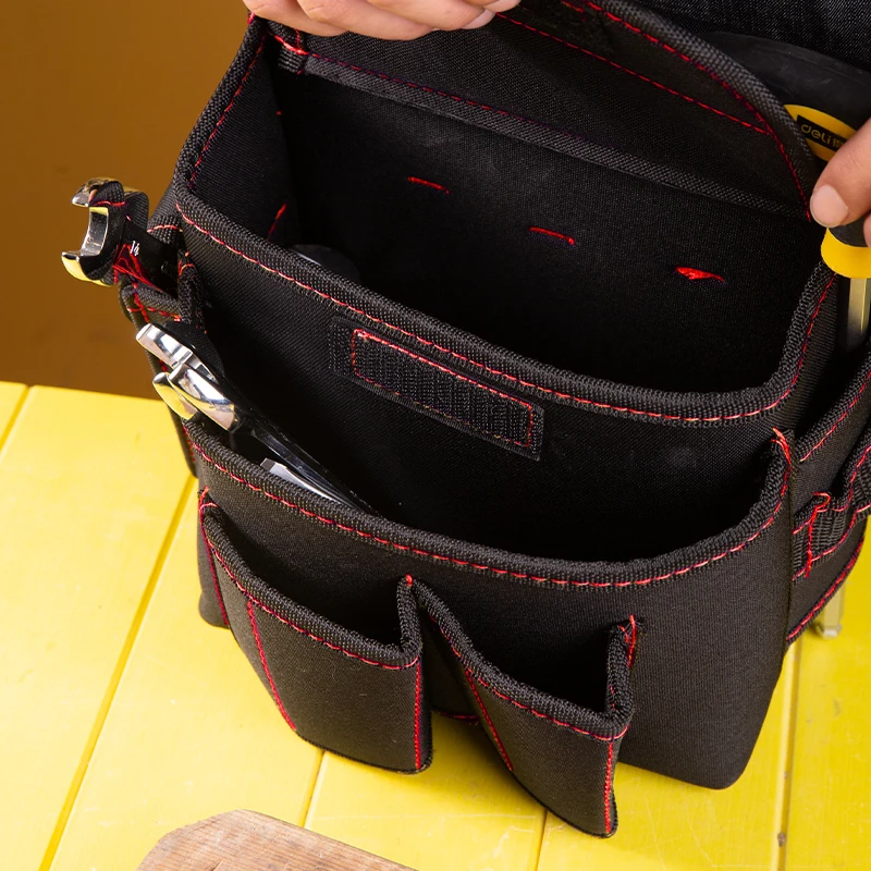 

Deli Wear-resistant Tool Waist Bag Multifunction Repair Tool Box Electrician Waist Bags Portable Hardware Tools Storage Bag