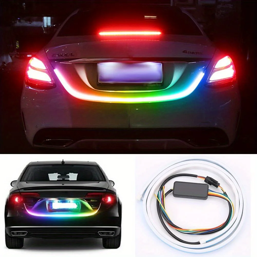 1 stücke Auto Hinten Stamm Lichter Streifen LED Dekorative Lampen Rücklicht Warnleuchten Dynamische Streamer Für Bremse Blinker Lampen – Detail 1