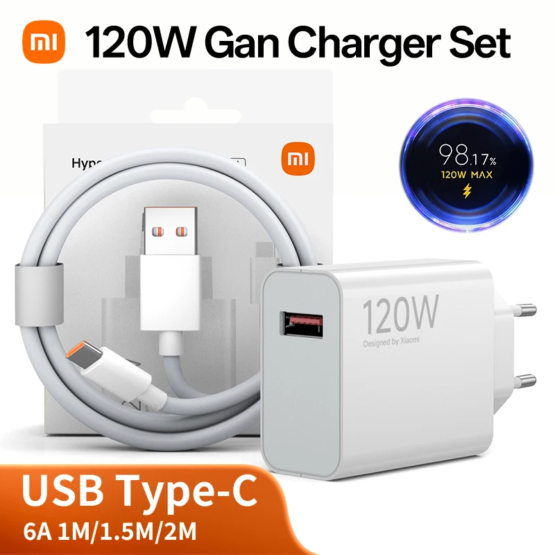 Xiaomi 120W Hypercharge Combo EU US Adapter For Mi 17 15 Ultra 15T 14T Pro 14 13 Redmi Note 15 14 Turbo 5 POCO F7 Ultra X6 Pro