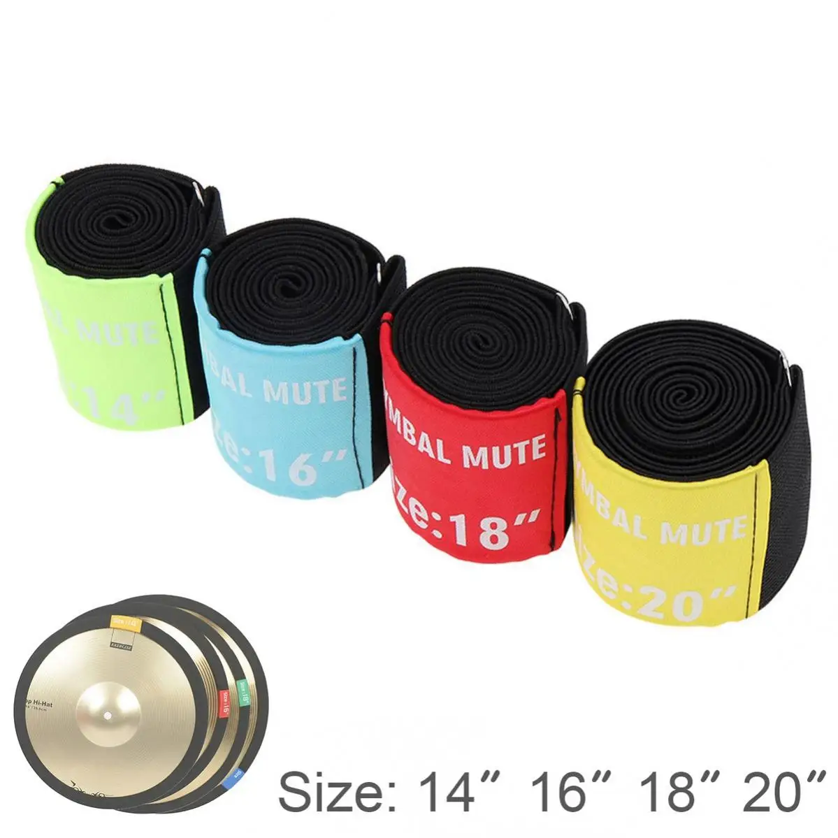 14/16/18/20 Inch Cymbal Mute Circle Ring Drum Set Hi-hat Practice Silencer Cymbal Mutes Elastic Belt Sound Control Rings