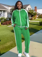 Wmstar femmes survêtement 2 pièces ensembles grande taille Jogging en gros à manches longues chemises pantalons décontracté sportif correspondant survêtement 4