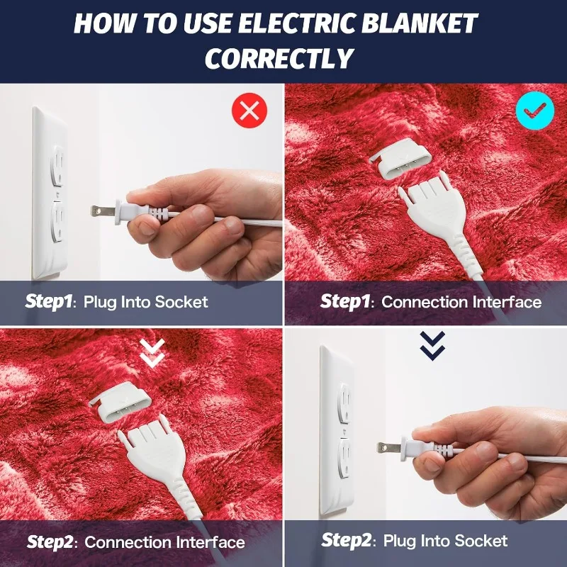 Heated Electric Blanket Queen Size-Fleece Sherpa Heating Blanket for Bed, Faux Fur Warm Heater Blankets with 5-Position Timer