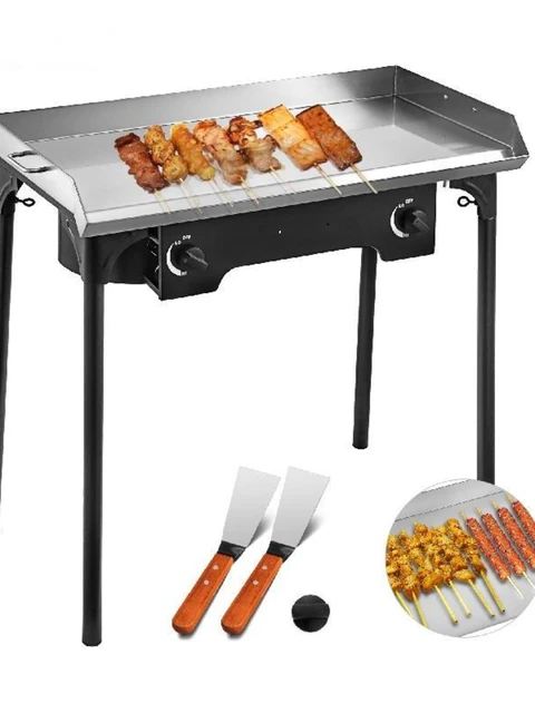 32x17-Inch Flat Top Griddle Grill & Propane Fueled Stove with 2-Burner  Stainless Steel High-Quality Easy to Clean Outdoors - AliExpress