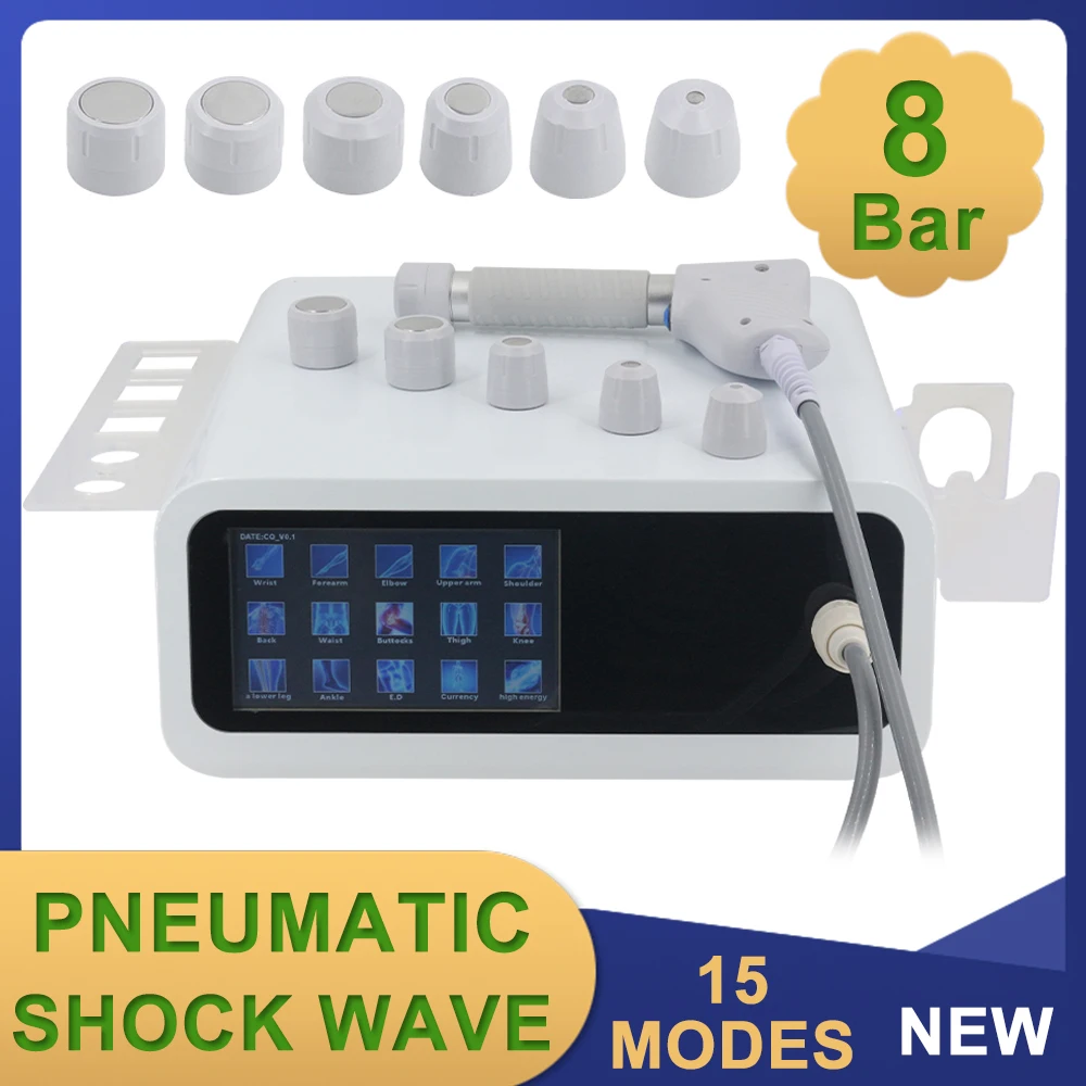 

Pneumatic Shockwave Machine 8Bar ED Treatment Body Relax Muscle Massage Tennis Elbow Pain Relief Shock Wave Therapy Massager