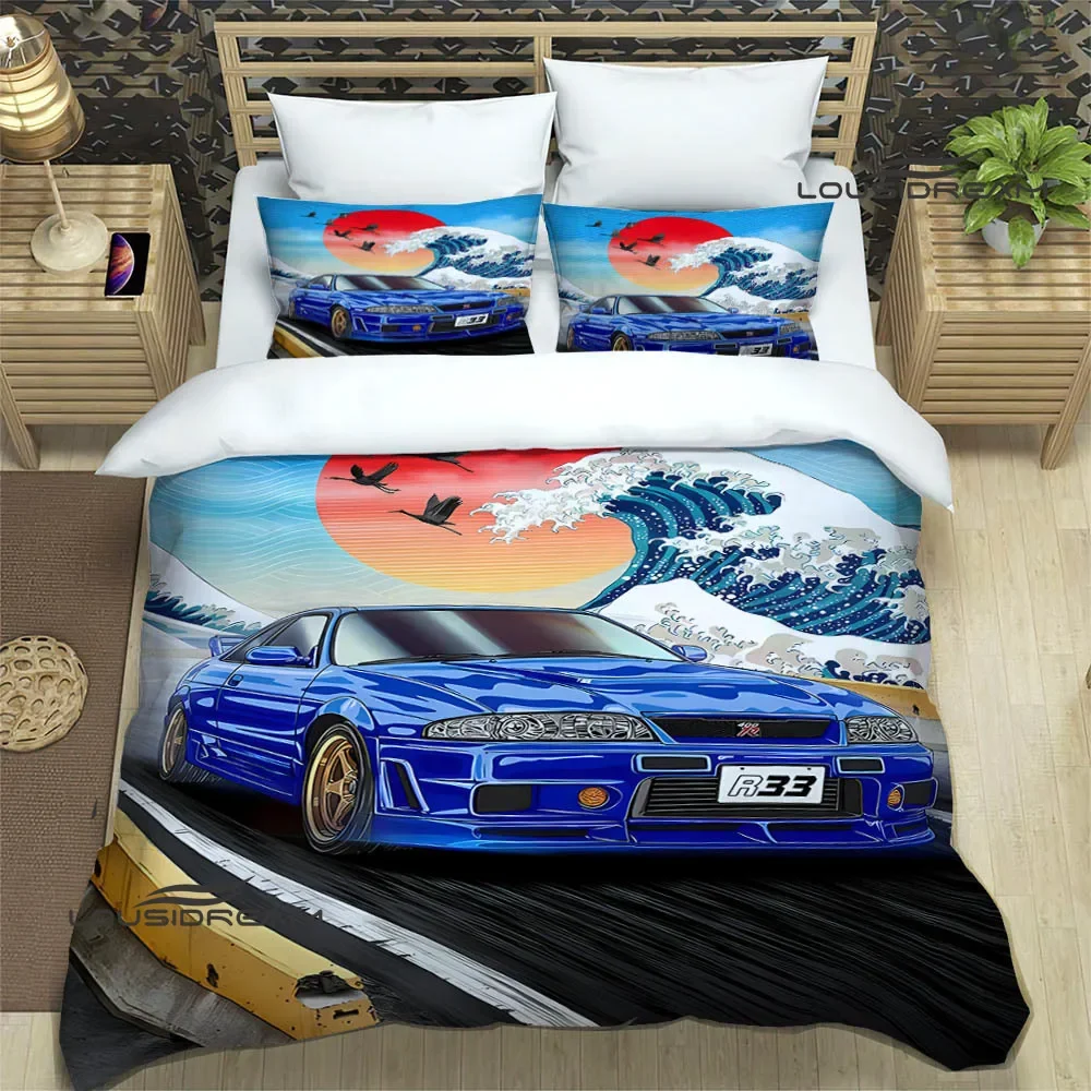 GTR racing retro printed Bedding Sets exquisite bed supplies set duvet cover bed comforter set bedding set luxury birthday gift 2