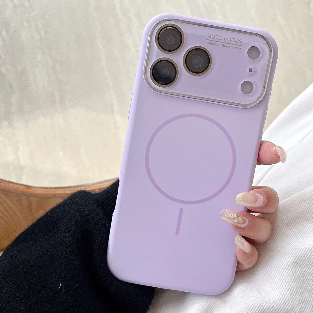 Premium Liquid Silicone Magnetic Charging Protective Phone Case with Glass Lens Cover