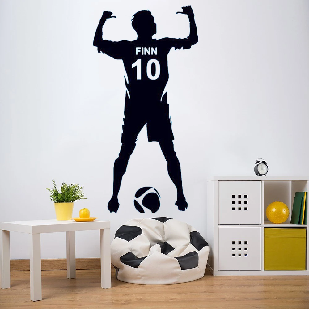 Blinke jeg er enig bryder ud Boys' Bedroom Football Wall Decal Decoration Football Personalized Name And  Number Vinyl Wall Decal Art Decoration G-106 - Wall Stickers - AliExpress