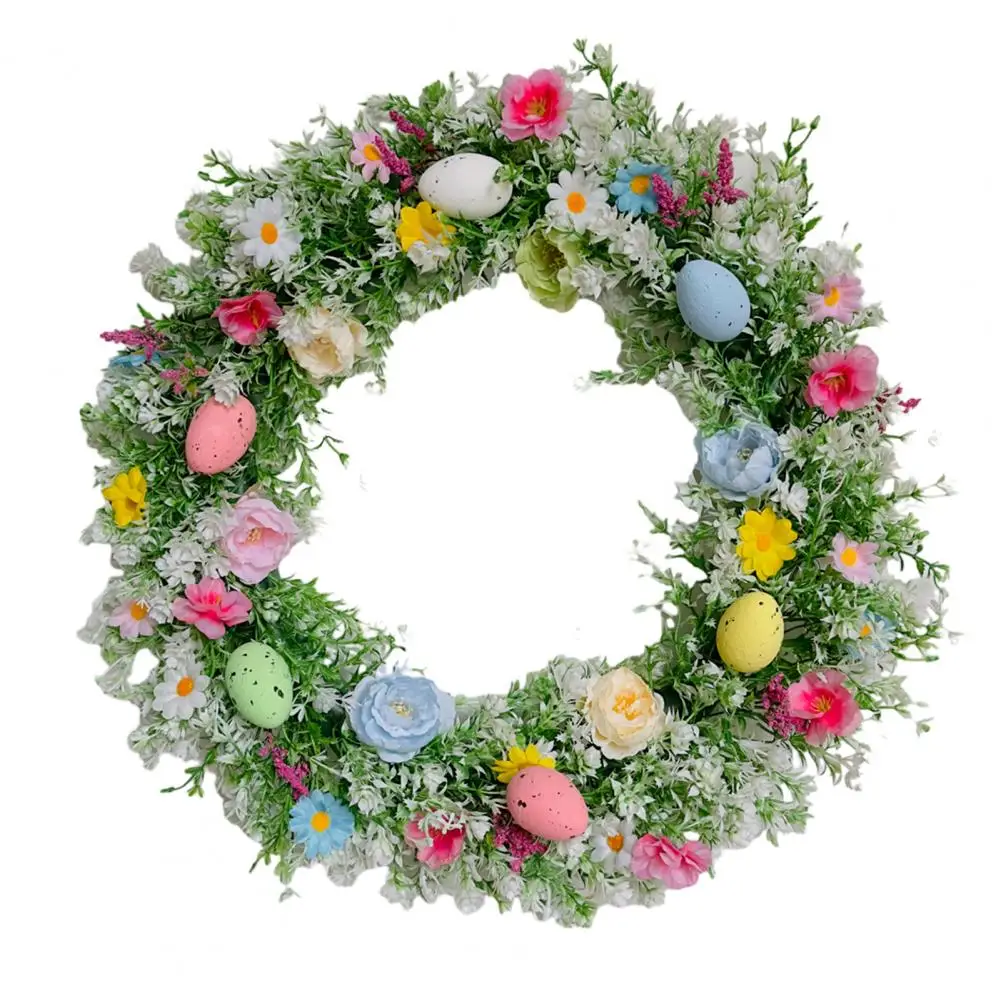 

Пасхальная гирлянда с яйцами, разноцветный Пасхальный венок с смешанными цветами, зеленые листья, искусственная Гирлянда для дома, искусственное свадебное украшение
