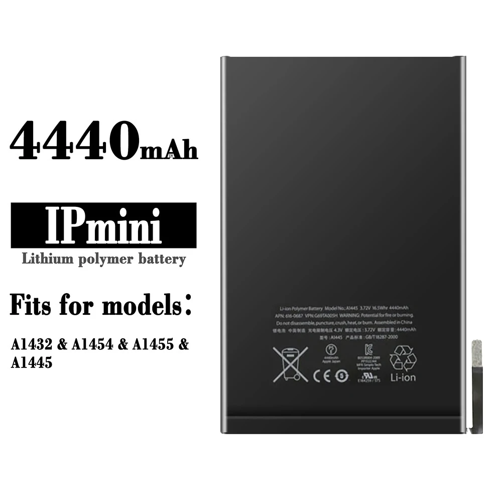 

1x 3.72V 4440mAh Replacement Battery For iPad mini 1 A1432 A1445 A1454 A1455 1st Generation Batteries