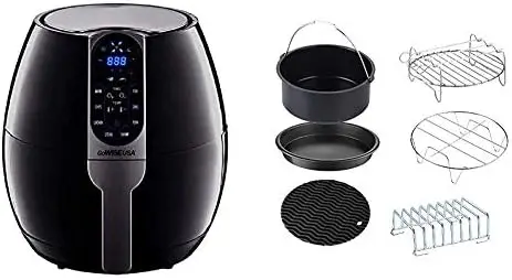 

3.7-Quart Programmable Air Fryer with 8 Cook Presets, GW22638 - Black & Standard 6-Piece Air Fryer Accessory Kit for 2.75-4