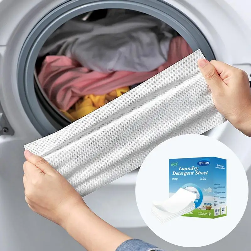 60Pcs Laundry Tablets Decontamination Laundry Bubble Paper For Washing Underwear Clothes Clean Detergent Sheet Washing Machine