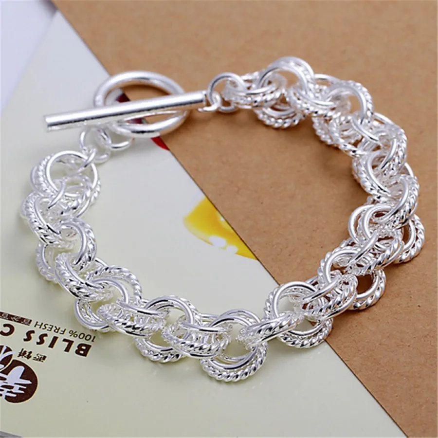 Braccialetto a catena solida e squisita in argento sterling 925, con ciondolo alla moda, per donne e uomini, modello semplice e carino._voghion.com