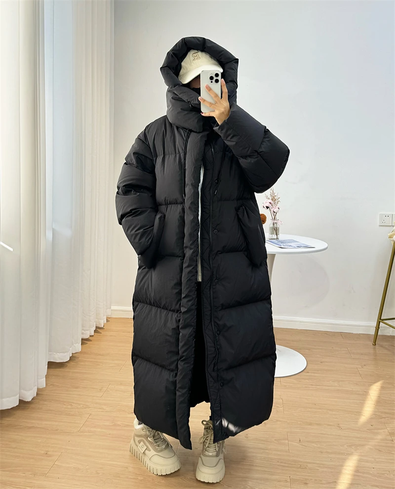 ZAROY Women's Winter Long Jacket Hooded Windproof Warm Thicken Down Coat Snow Outerwears Skiing Parkas Длинные куртк