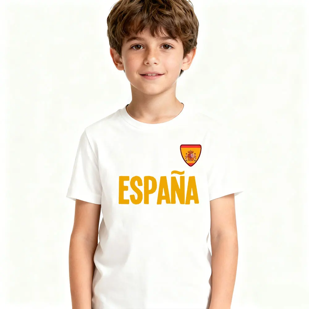 ESPANA 티셔츠 스페인 어린이 일상 캐주얼 셔츠 남녀공용 라운드넥 핫 세일 상의 국기 엠블럼 프린트 티셔츠 면 티