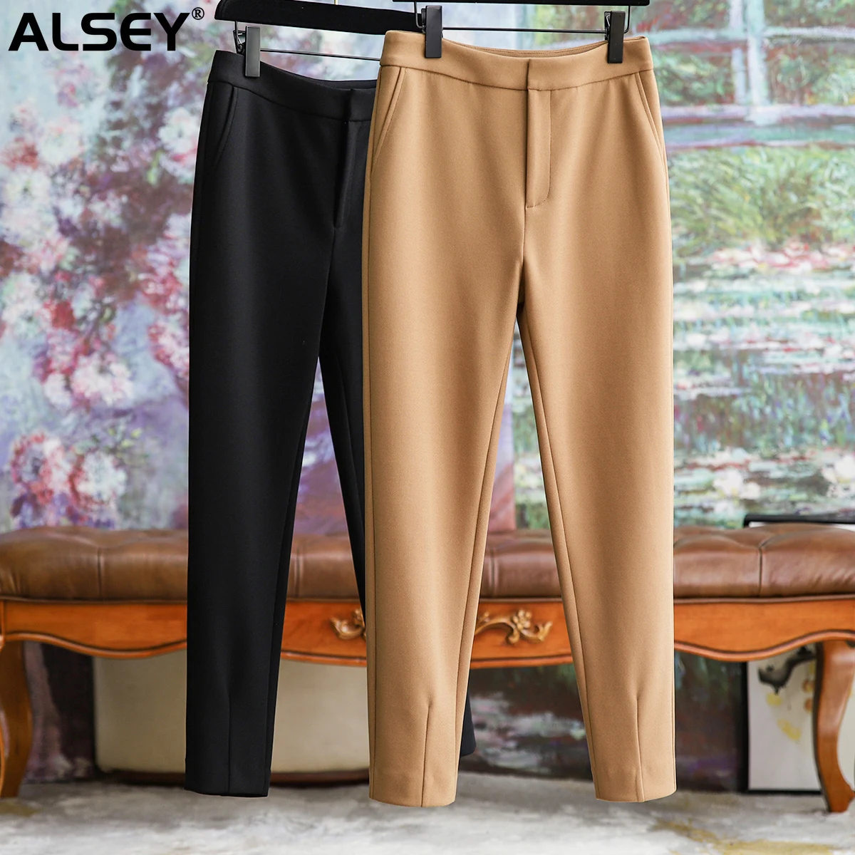 

Blend Slim Small Leg Black Western Pants for Women's Autumn New High Waist Elegant Simple Casual Streetwear Trousers Clothes