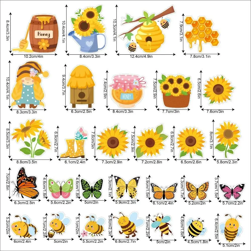 Multicolor Spring Flower Window Sticker Cartoon Dwarf Double Sides Static Stickers Photo Props Flower Butterfly Bee window stickers