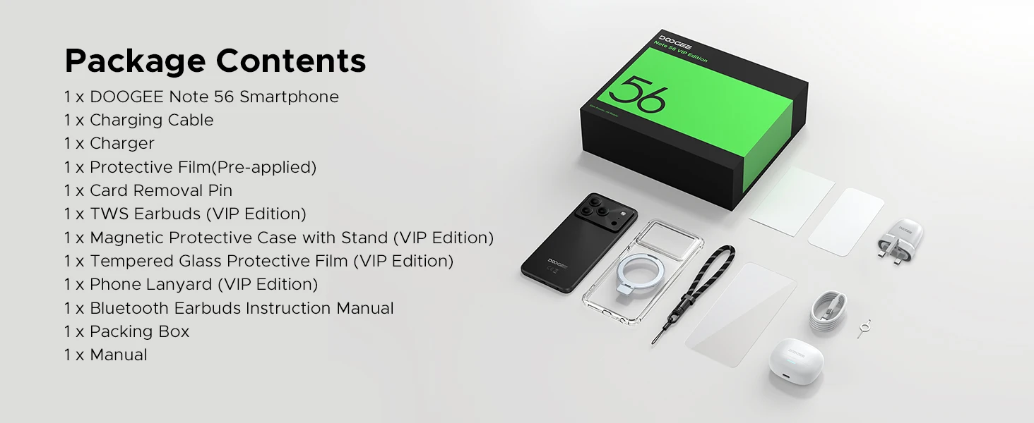DOOGEE Note 56 VIP Edition latest smartphone Android 16 "battery 6150mAh 24go RAM (3 + 21) 64Go ROM Phone mobile