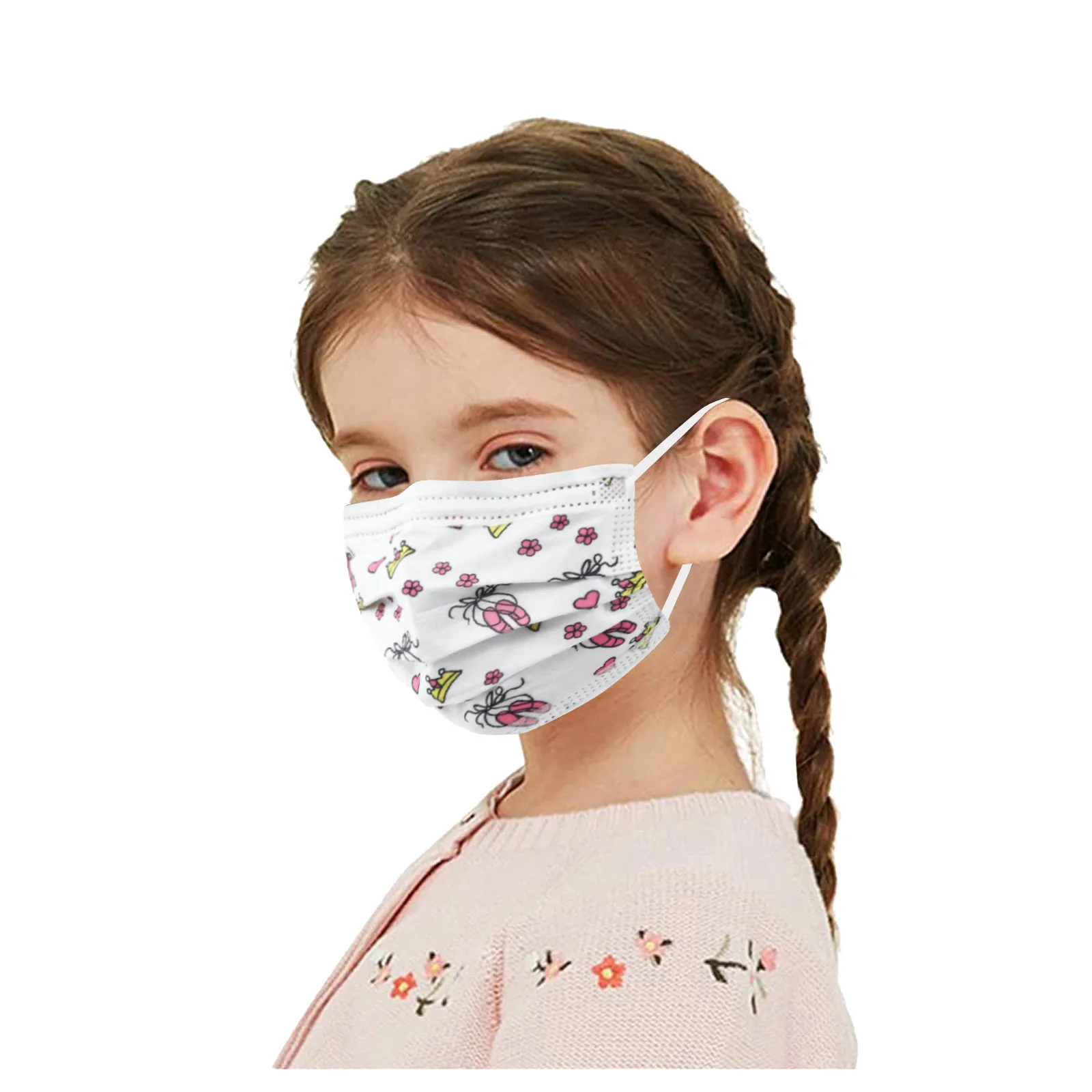 50pc Kids Children's Mask Disposable Face Mask Industrial 3ply Ear Loop Disposable Mouth Covers