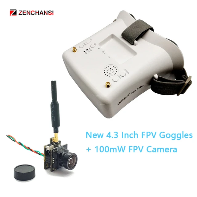 Caméra FPV 5.8Ghz 48ch 100mW, Mini émetteur FPV et lunettes 008D