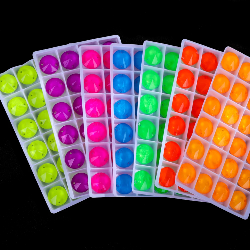 Vc Neon fluor zierende Rundheit nähen auf Strass Rundheit Nähen Diamant Glas Diamant Flatback DIY Zubehör Hochzeit – Detail 2