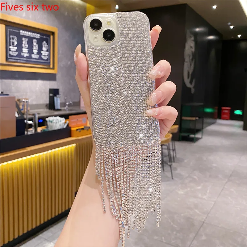 Luxury Korean Glitter Rhinestone Tassels Shiny Case For Samsung A04E A14 A24 A34 A54 A05 A15 A25 A35 A55 A13 A23 A53 A12 A22 A52