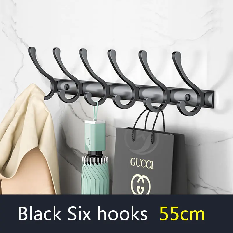 WJNMONE Black Coat Hanger Wall Hooks Wall Mount Self Adhesive Coat Robe Hooks Rack Back Door Bathroom Towel Rack
