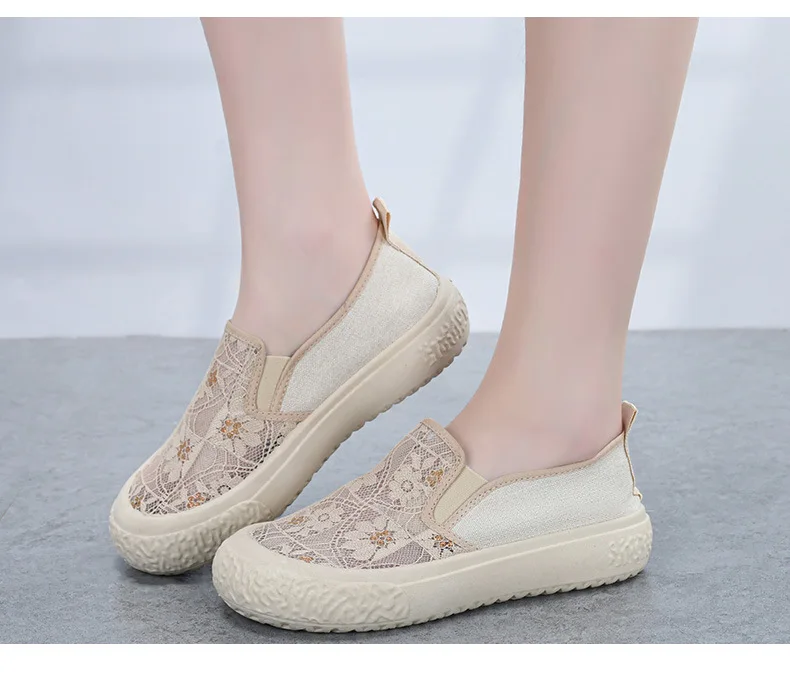 Xiaoxiang Fisherman's Shoes Women's 2024 Summer New Breathable Hollow Mesh Shoes Casual Shoes Lace Mesh Thick Sole Single