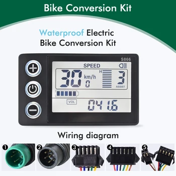 Display modello S866 per bicicletta elettrica 24V/36V/48V Protocollo UART 2