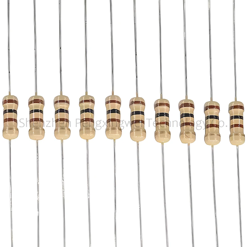 100pcs 0.5W 1/2W 5% Carbon Film Resistor 1 1.2 1.5 10 12 15 100 120 150 Ohm R K 1R 1R2 1R5 10R 12R 100R 1K 10K 100K 0.1R-1M carbon film resistor