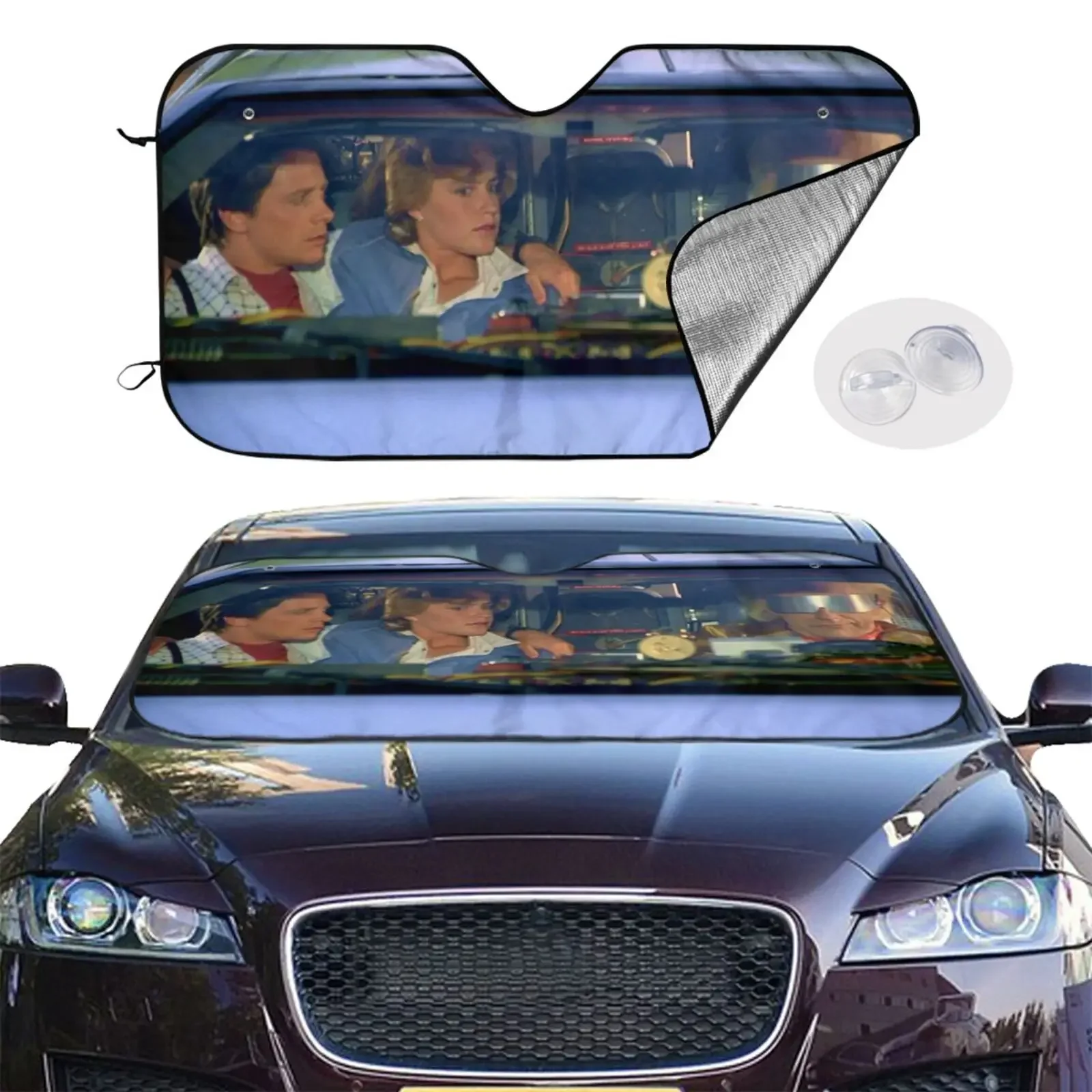 Car Sunshade Windshield Sunshade Back To The Future Marty McFly and Emmett Brown Car Sun Shade Windshield Car Accessories Movie Sunshade Sun Protection