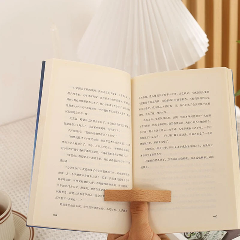 Thumb Page Book Holder Reading Accessory Solid Wooden Thumb Bookmark One Hand Reading Book Support Aids Tools