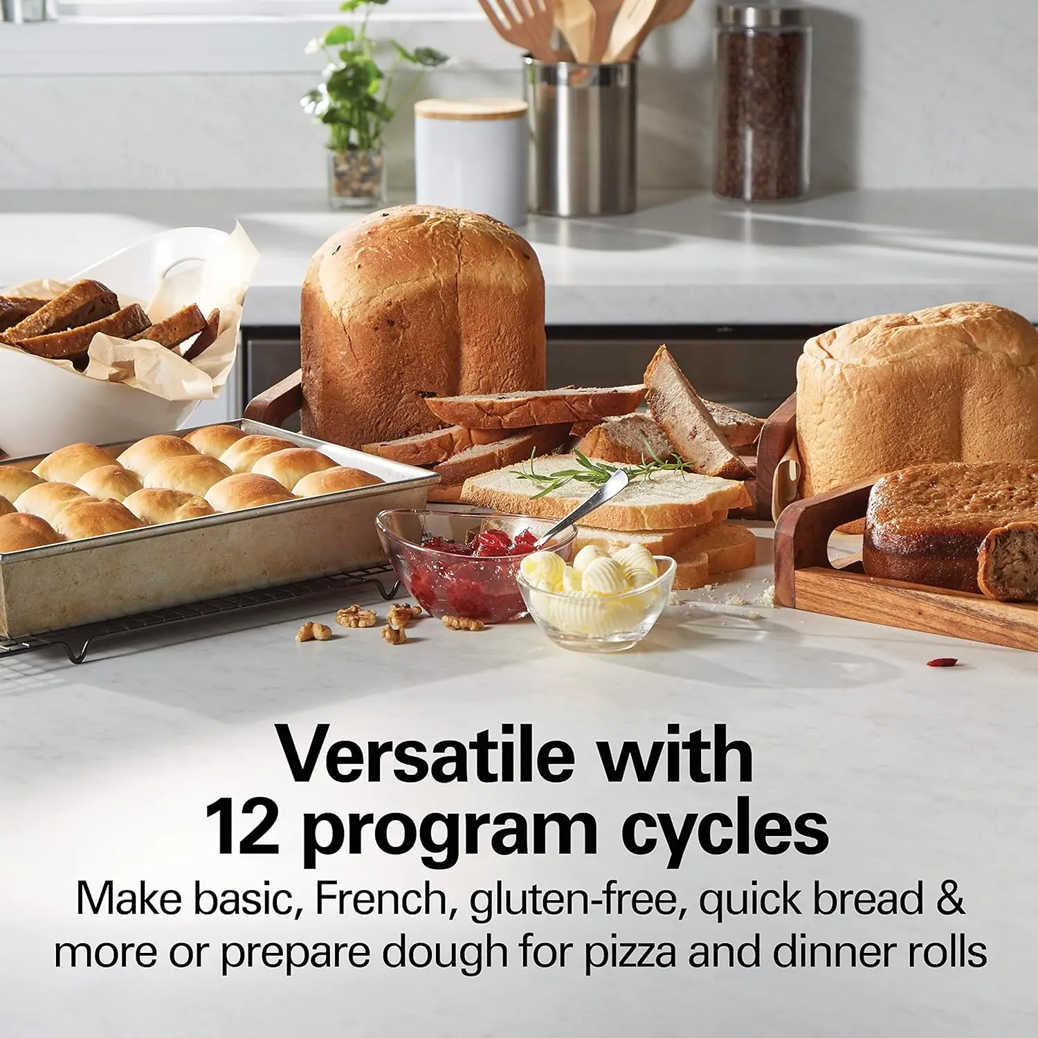 Beach Bread Maker Machine, Digital, Programmable, 12 Settings + Gluten Free, Dishwasher Safe Pan + Kneading Paddle, 2 l